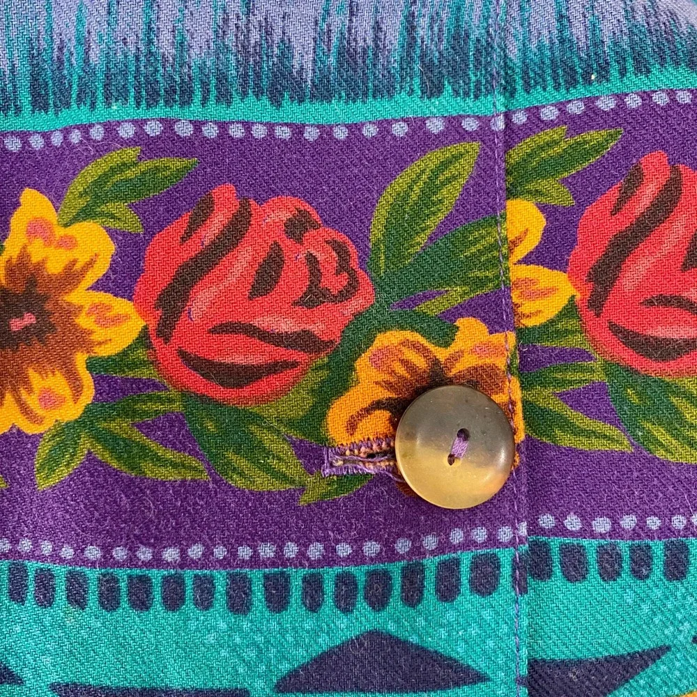 Vintage Breeches 90s Whimsigoth Floral Geometric Maxi Skirt Size 6 Made in USA